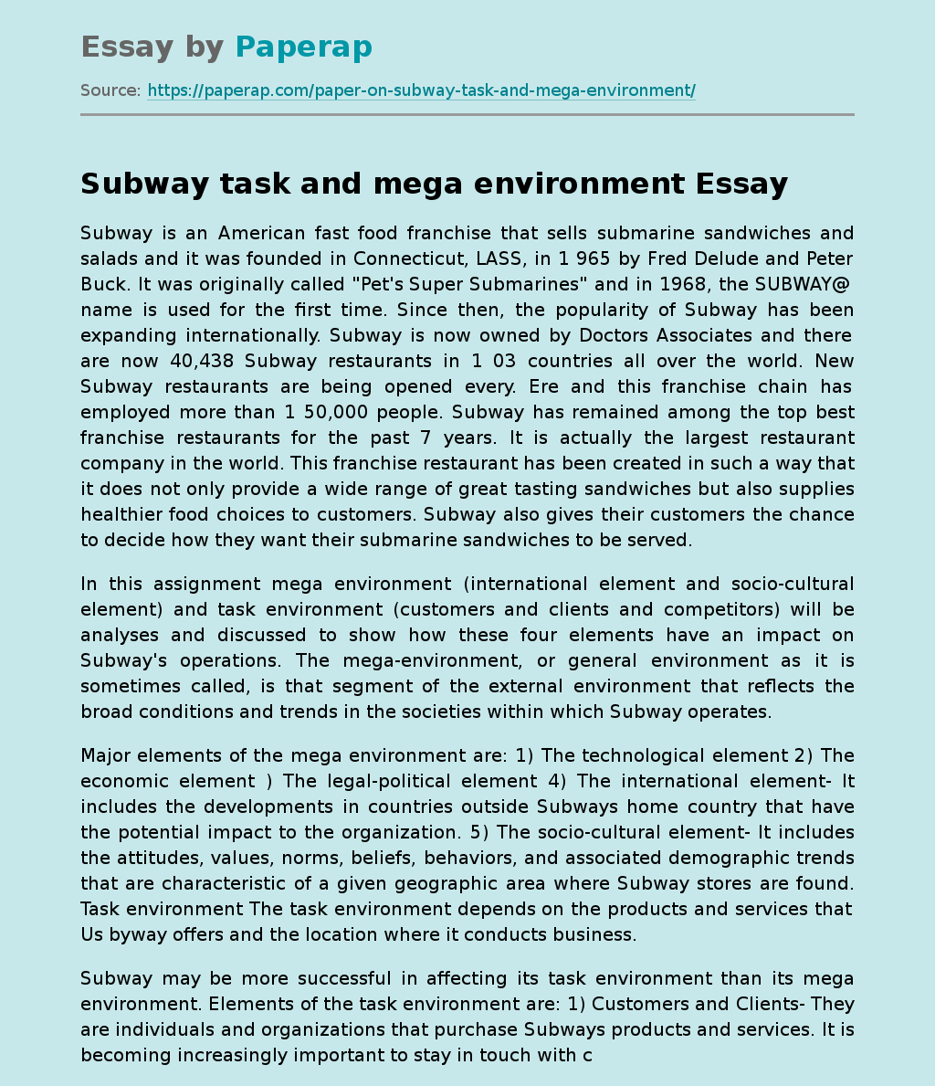 Mega Environment and Work Environment
