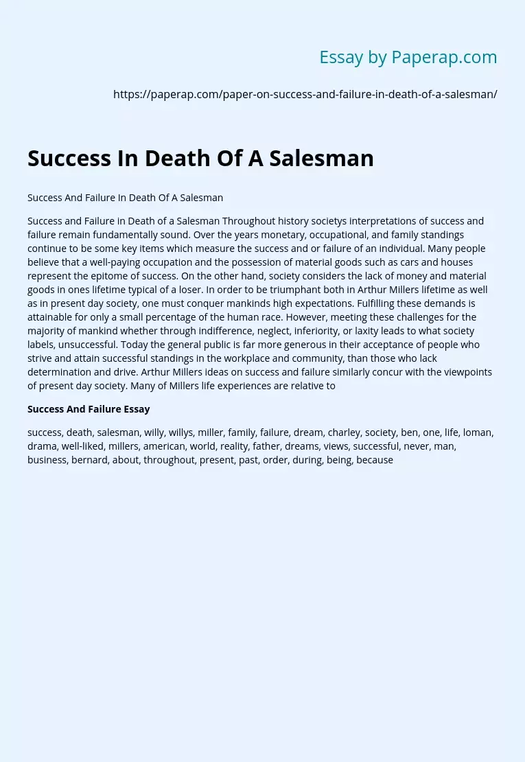 Success In Death Of A Salesman
