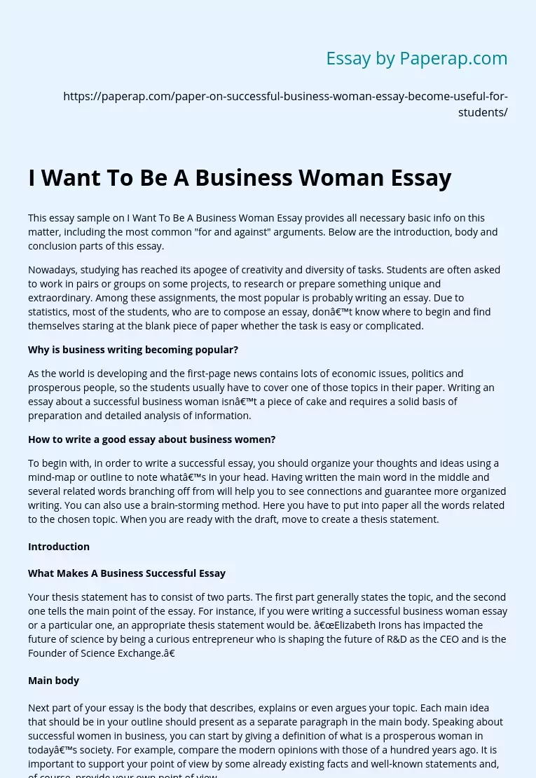 women in business essay