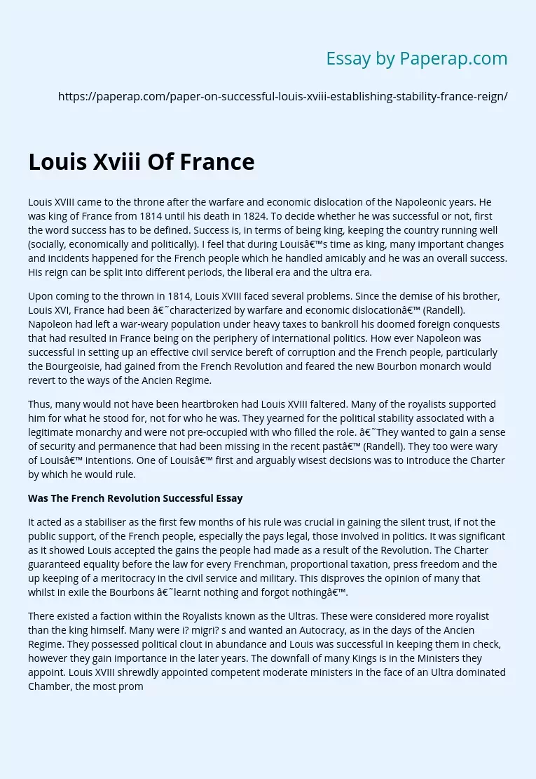 Louis Xviii Of France