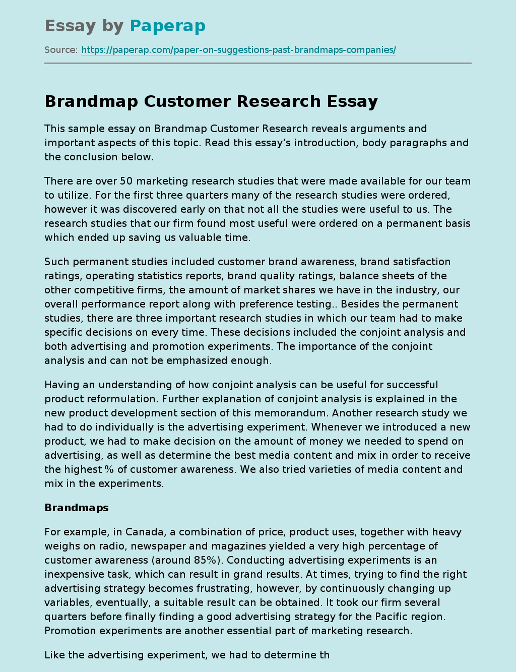 Brandmap Customer Research