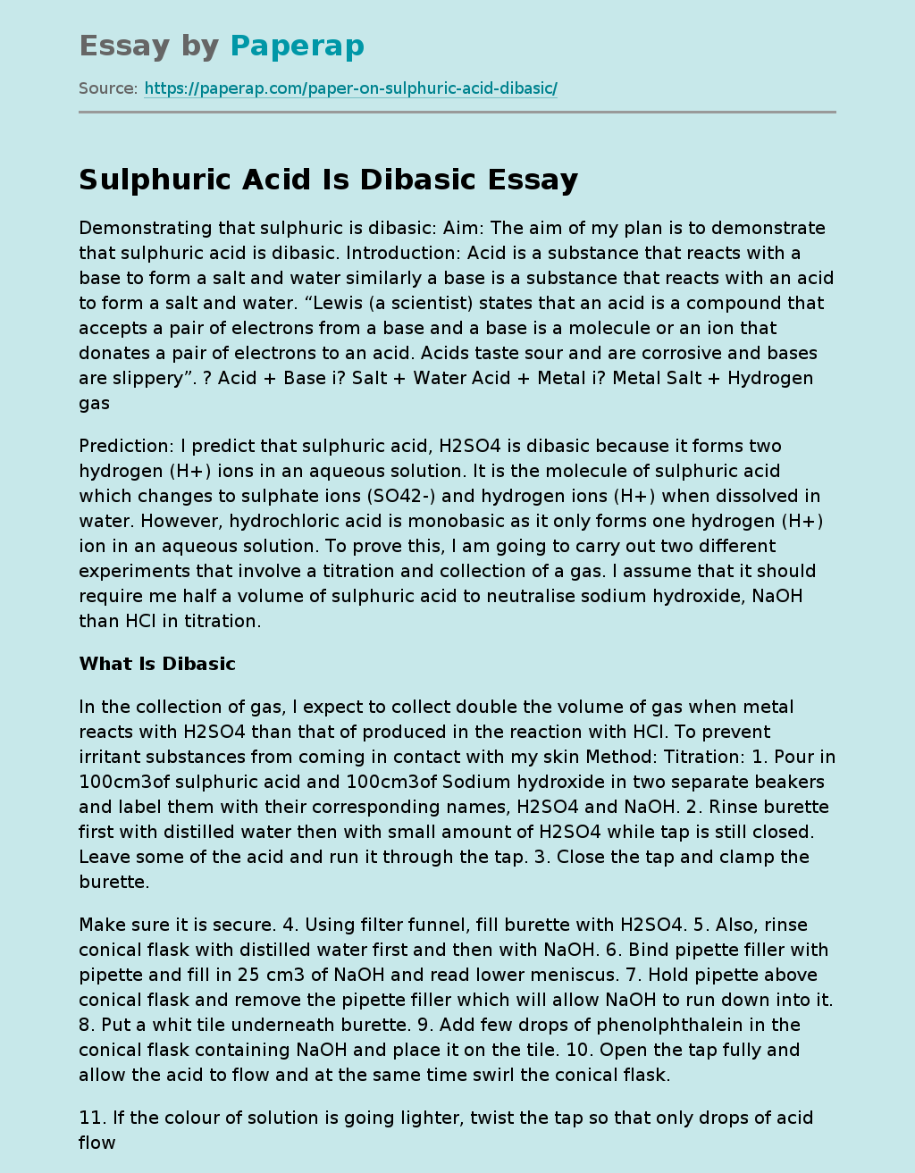 Sulphuric Acid Is Dibasic