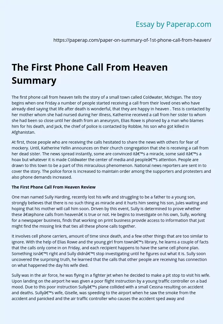 The First Phone Call From Heaven Summary