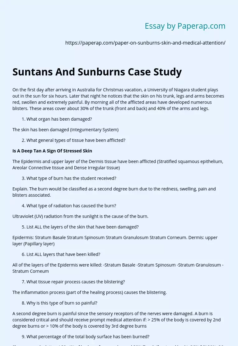 Suntans And Sunburns Case Study