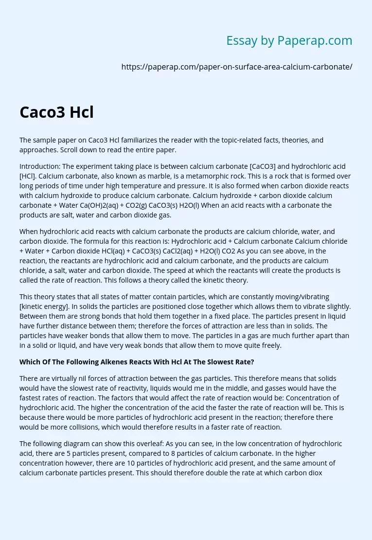 Caco3 Hcl Sample Paper Overview