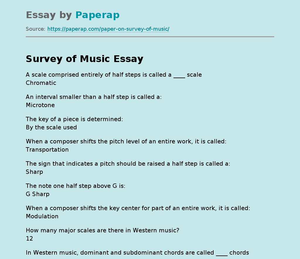 Survey of Music
