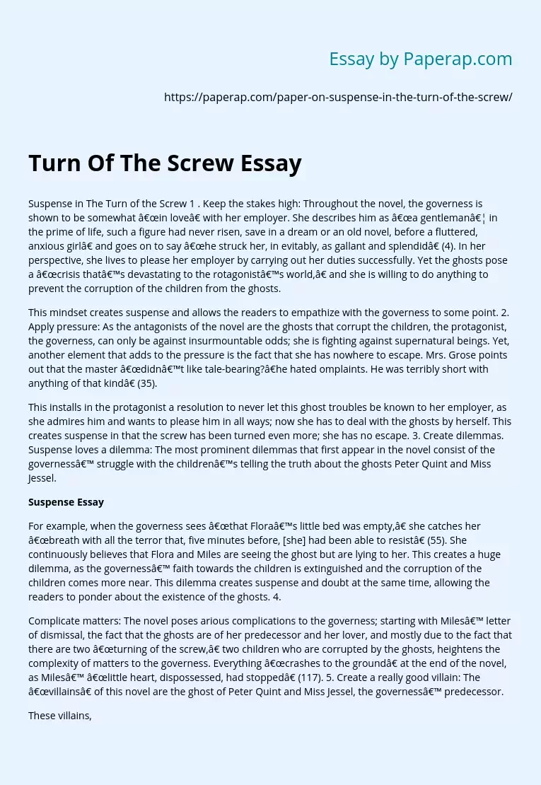 Turn Of The Screw Essay