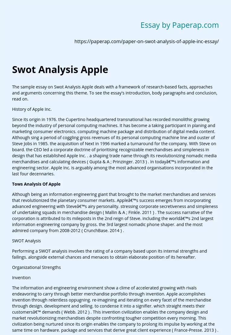 Swot Analysis Apple