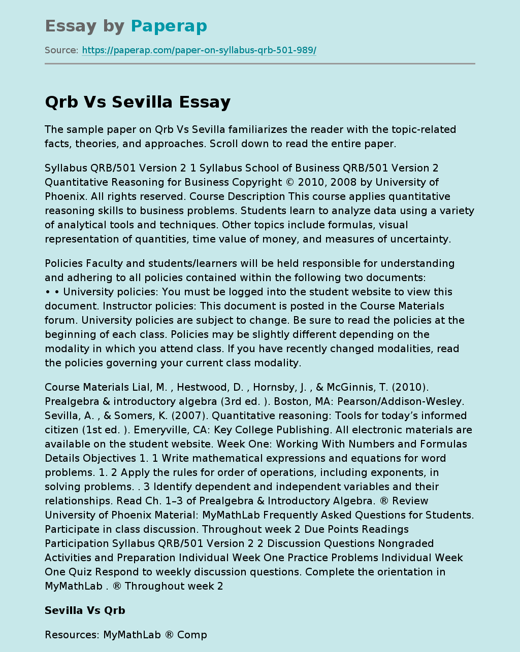 Qrb Vs Sevilla: A Topic Overview