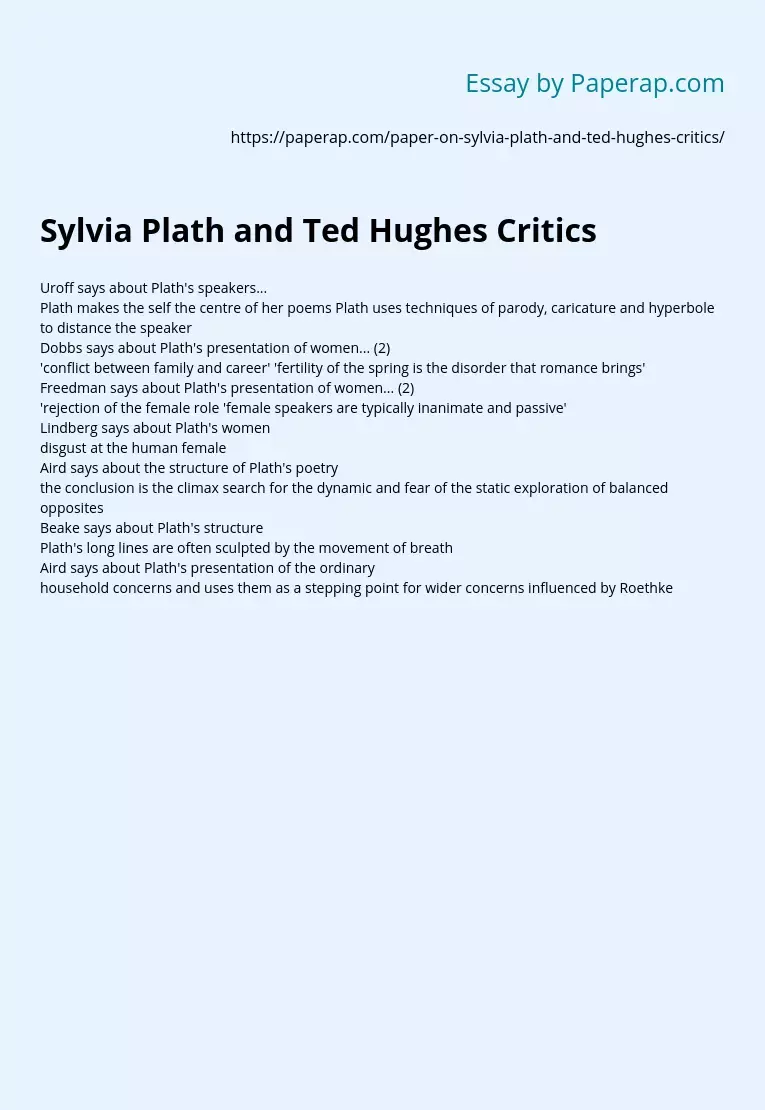 Sylvia Plath and Ted Hughes Critics
