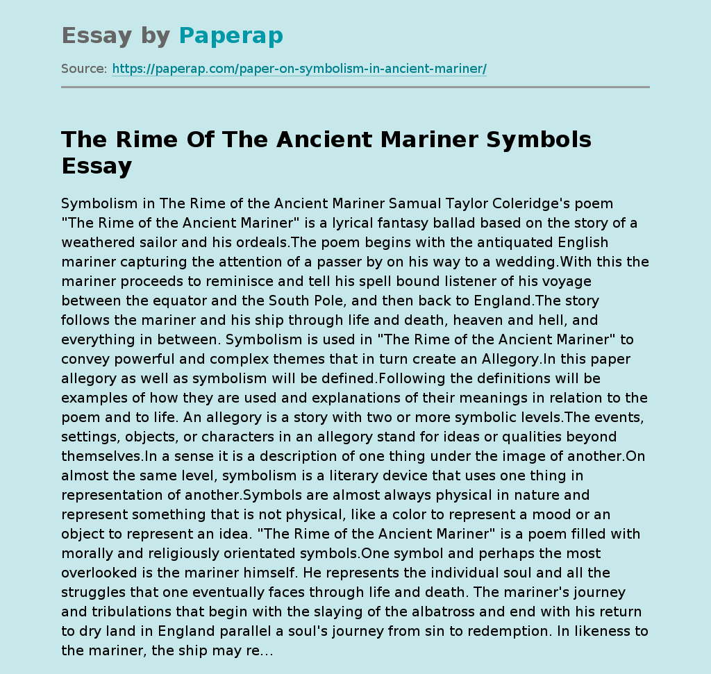The Rime Of The Ancient Mariner Symbols