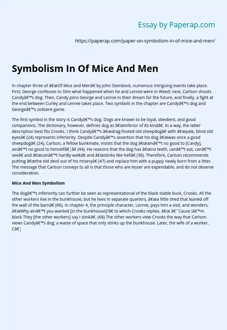 Symbolism In Of Mice And Men