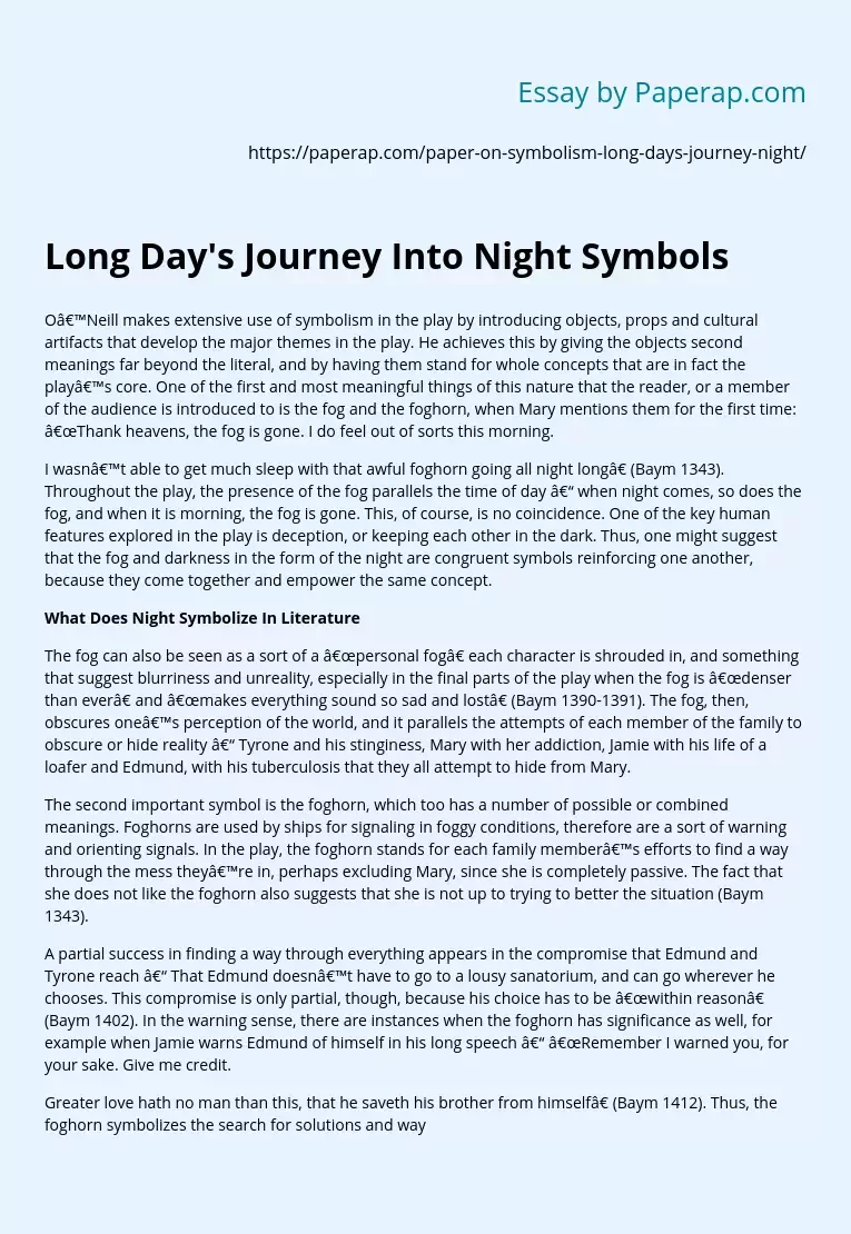 Long Day's Journey Into Night Symbols