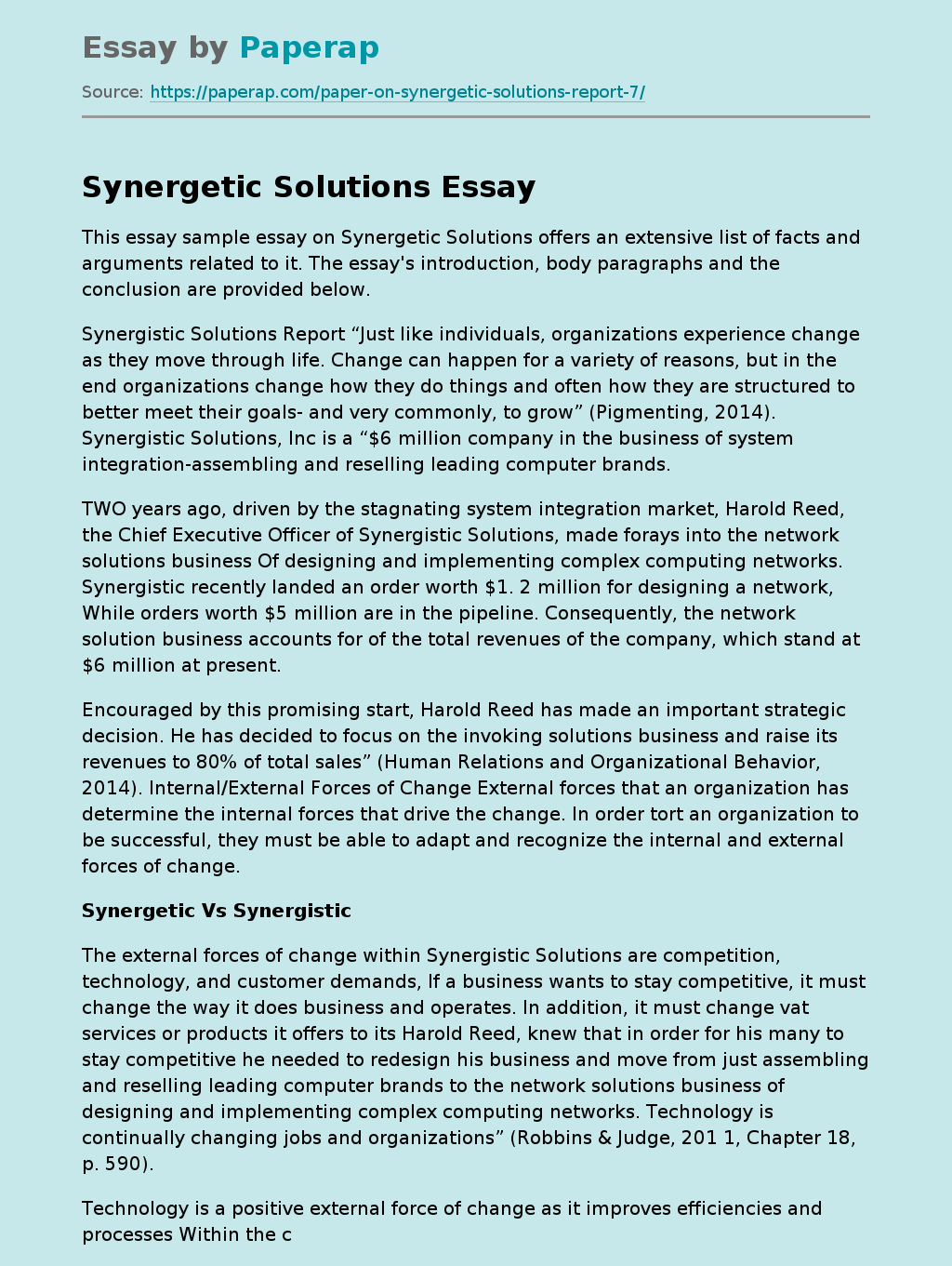 Synergetic Solutions