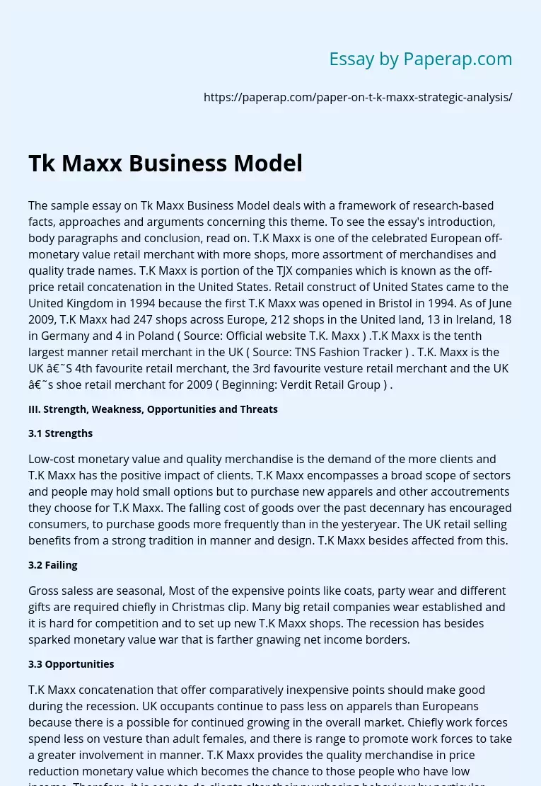 Tk Maxx Business Model