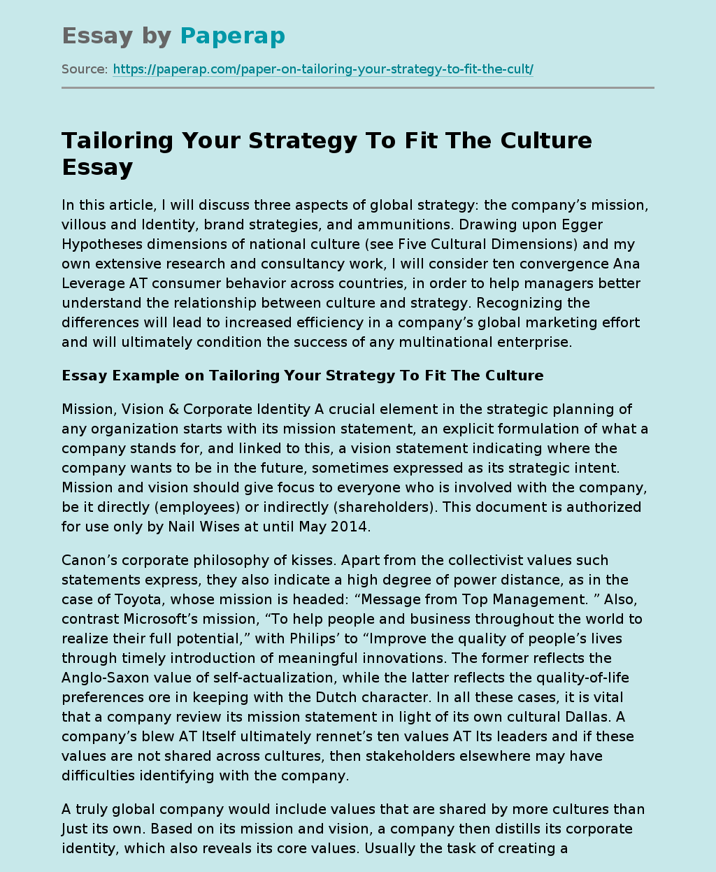 Tailoring Your Strategy To Fit The Culture