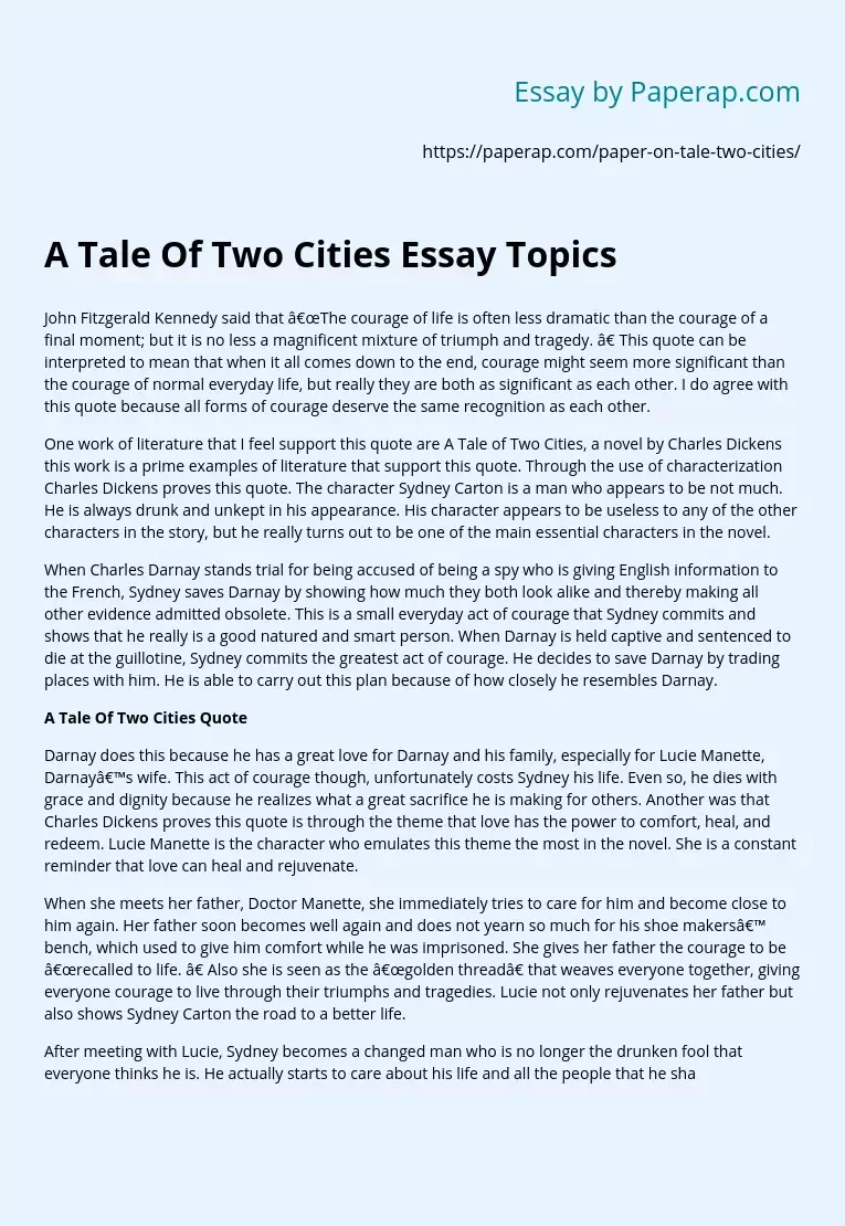 A Tale Of Two Cities Essay Topics