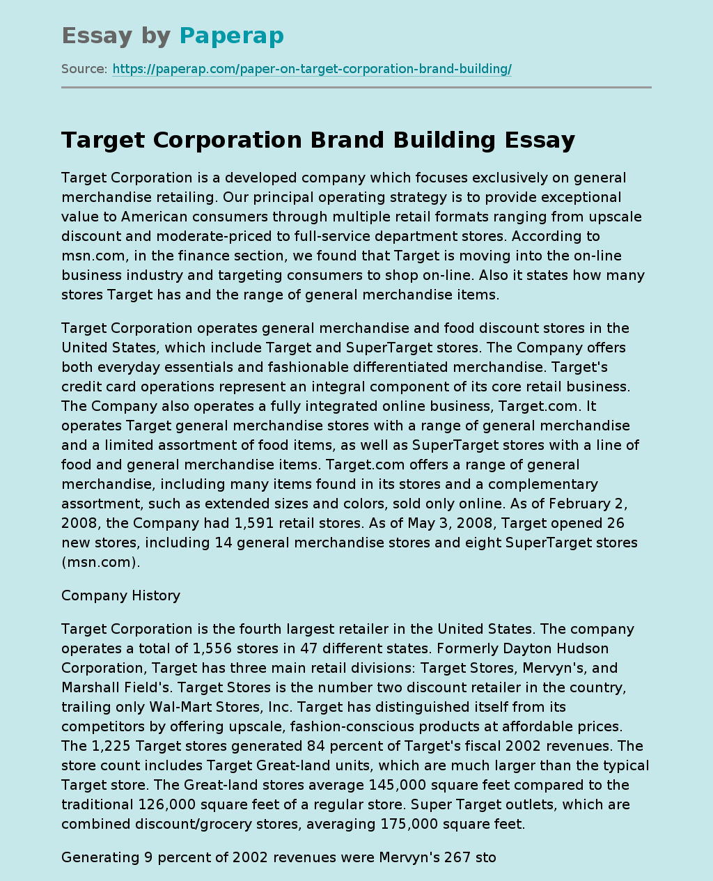 Target Corporation Brand Building