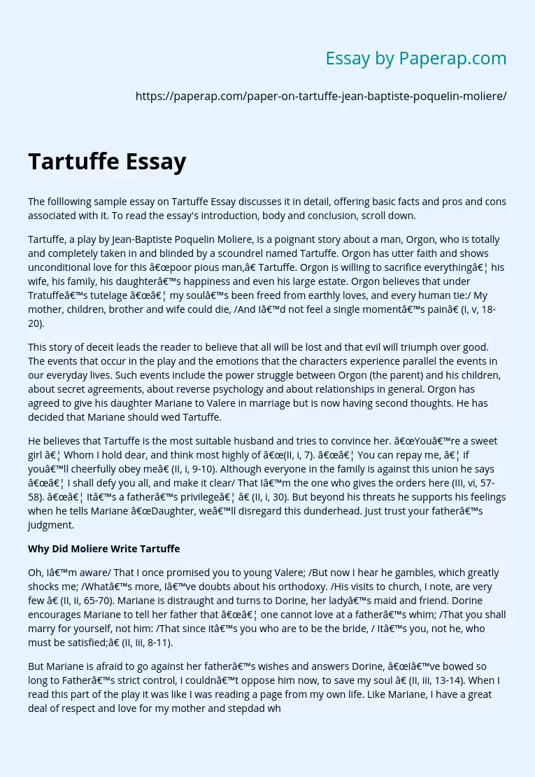 Tartuffe Essay Overview