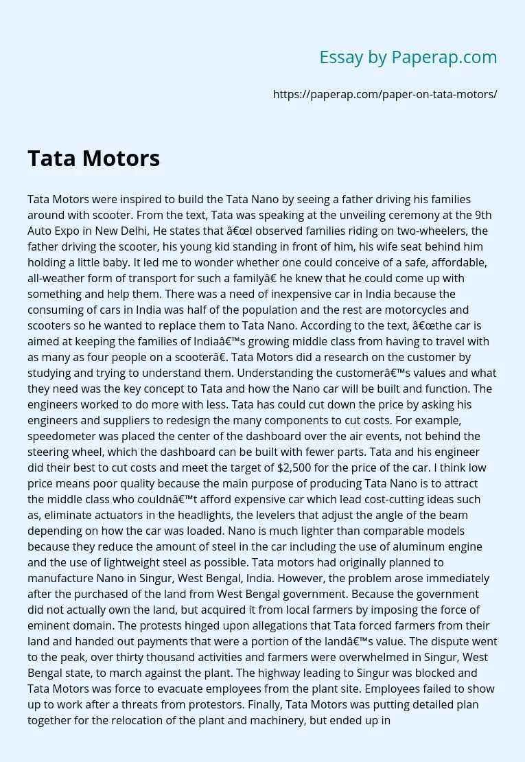 Tata Motors Inspired by Father Driving Scooter