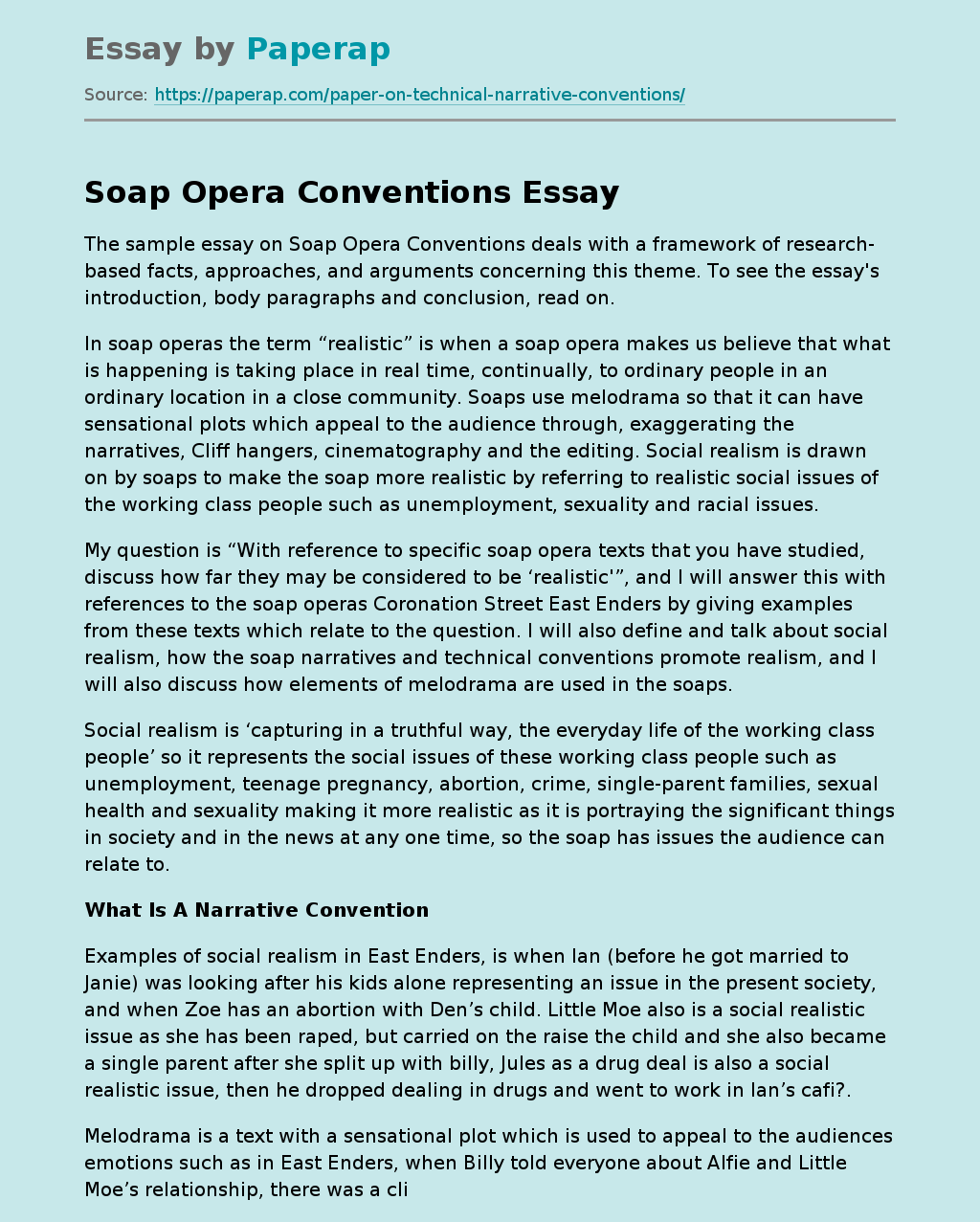 Soap Opera Conventions