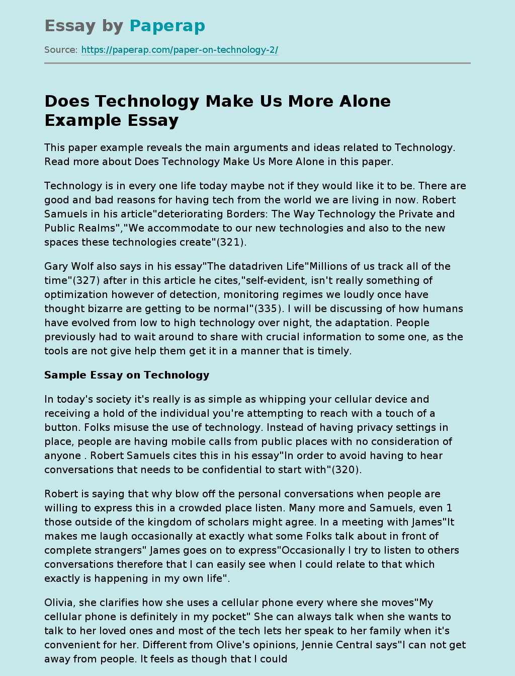 Does Technology Make Us More Alone?