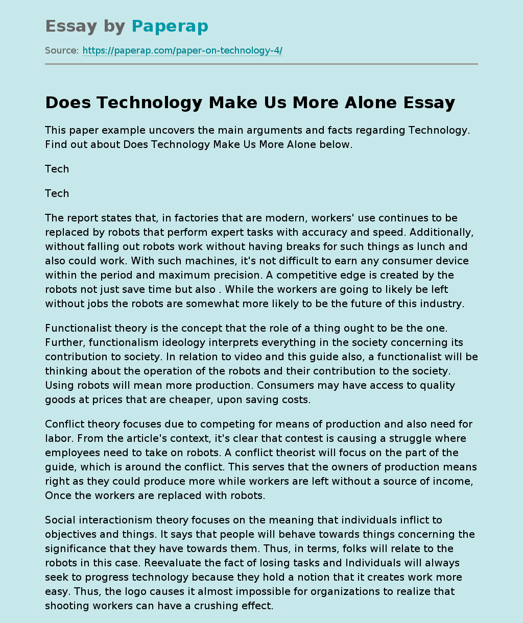 essay on technology makes us alone