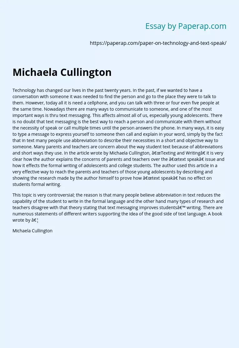 Michaela Cullington