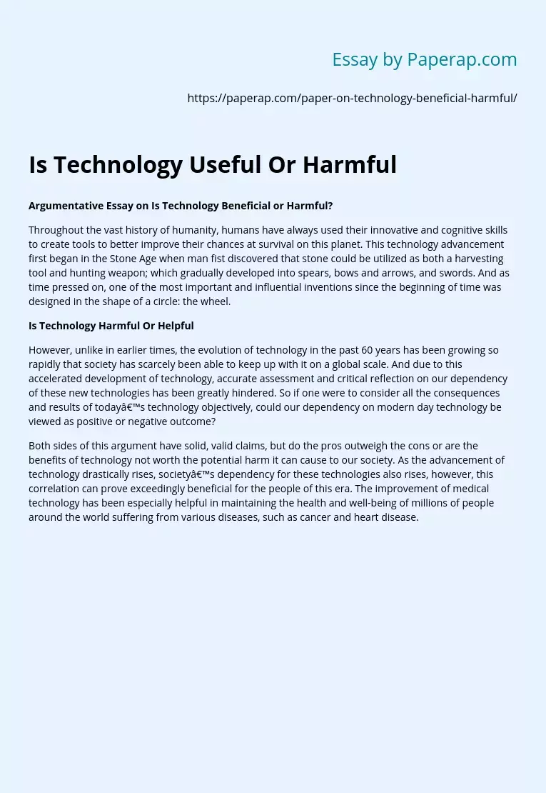 Is Technology Useful Or Harmful