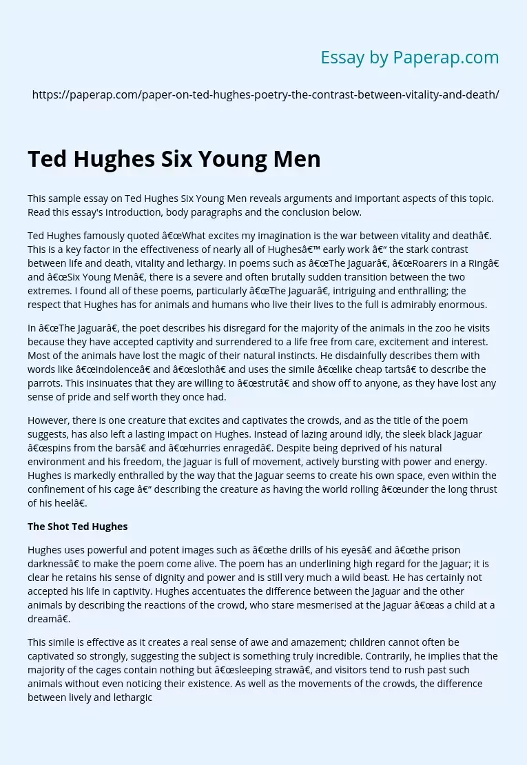 Ted Hughes Six Young Men