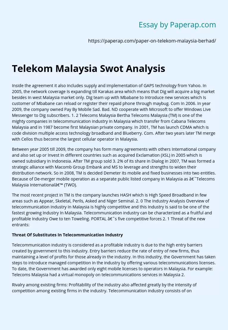Telekom Malaysia Swot Analysis