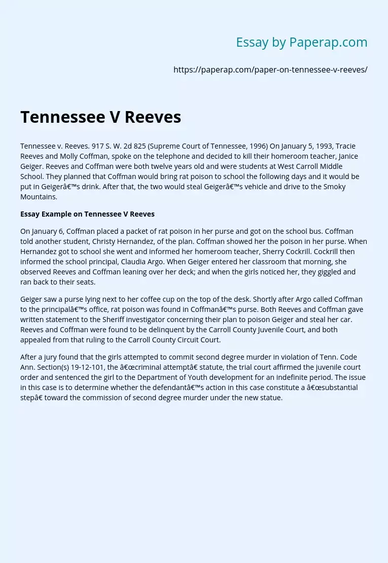 Tennessee V Reeves