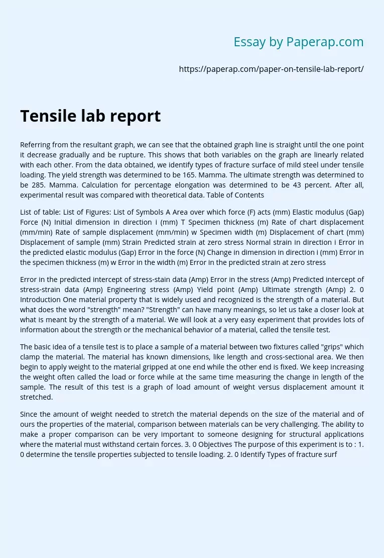 Tensile lab report
