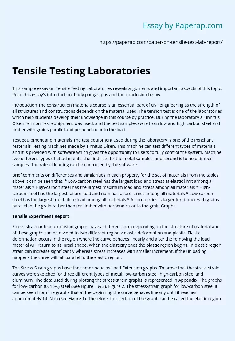 Tensile Testing Laboratories