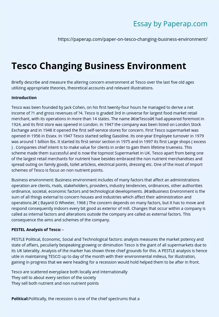 Tesco Changing Business Environment