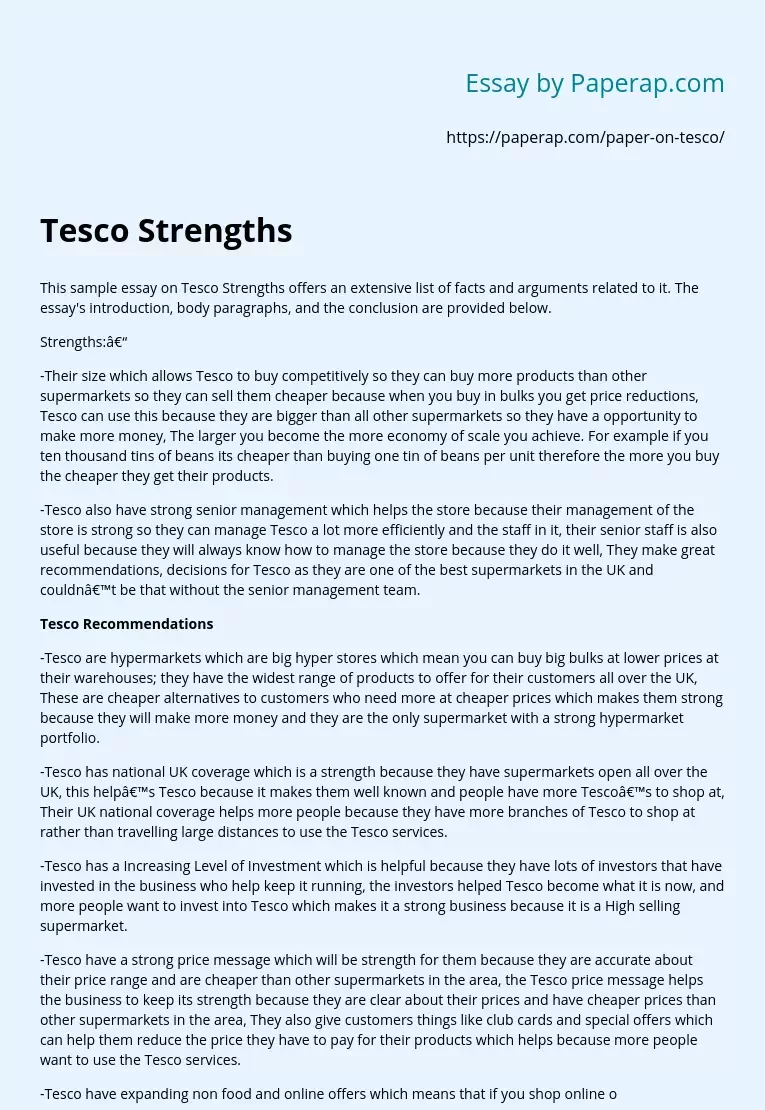 Tesco Strengths