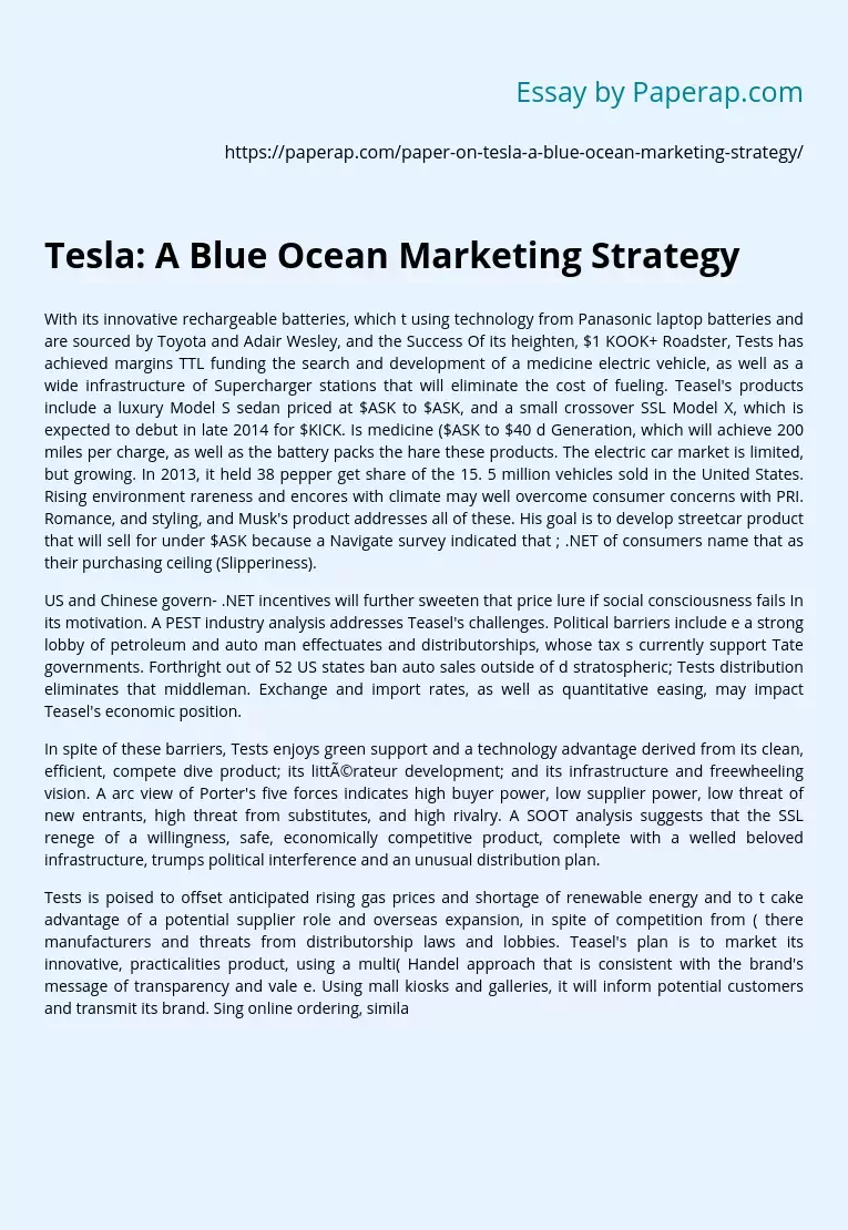 Tesla: A Blue Ocean Marketing Strategy