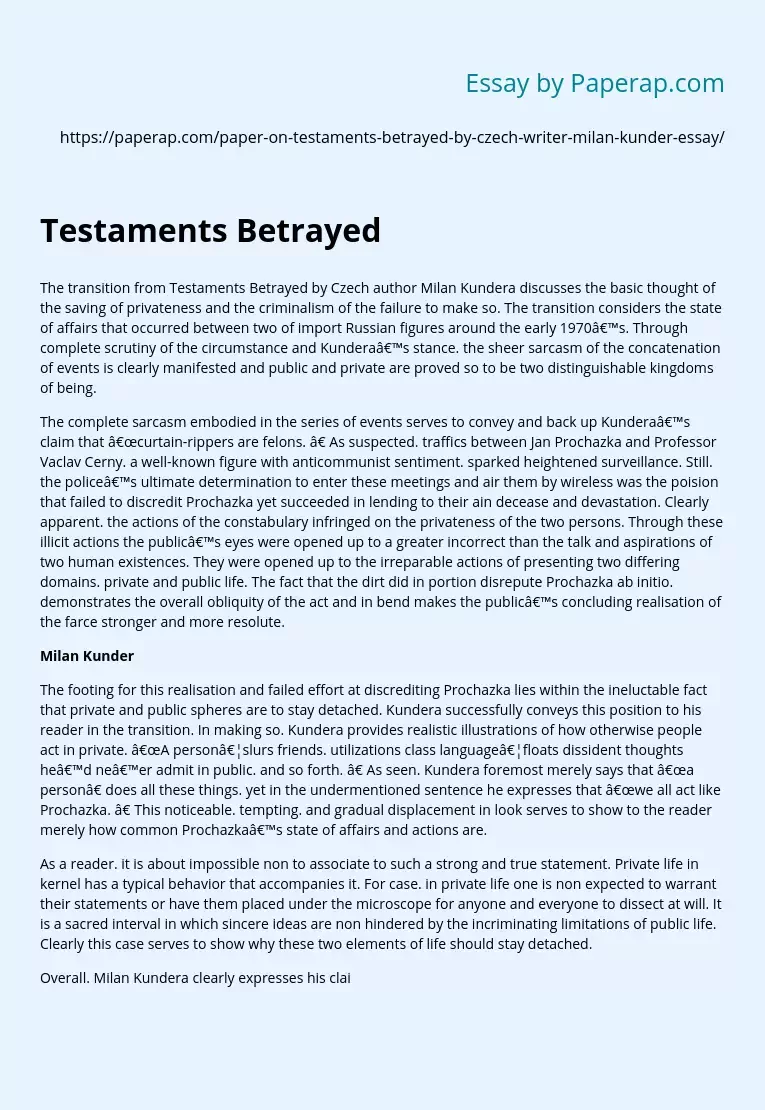 The Idea of Privacy in the Betrayed Covenants