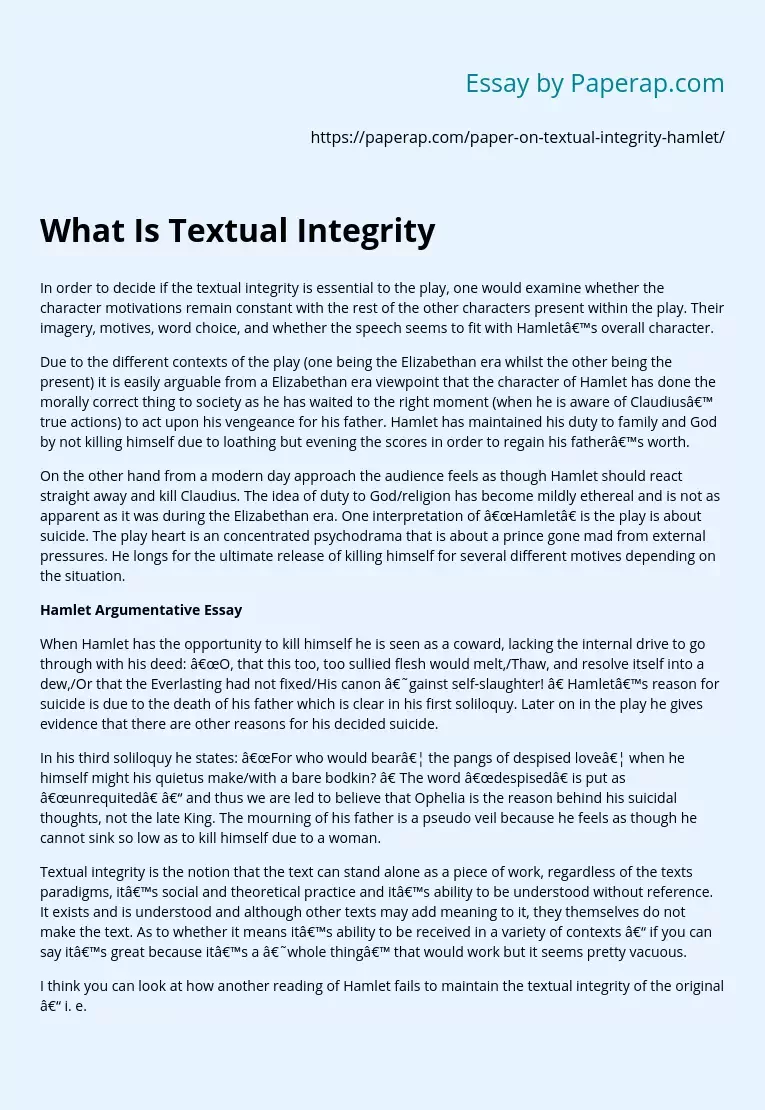 what is textual integrity in essay