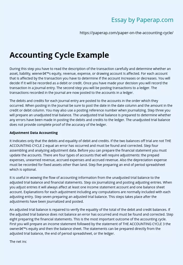 accounting cycle description paper