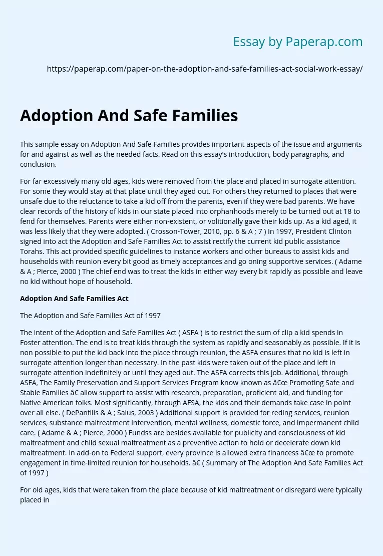 Adoption And Safe Families