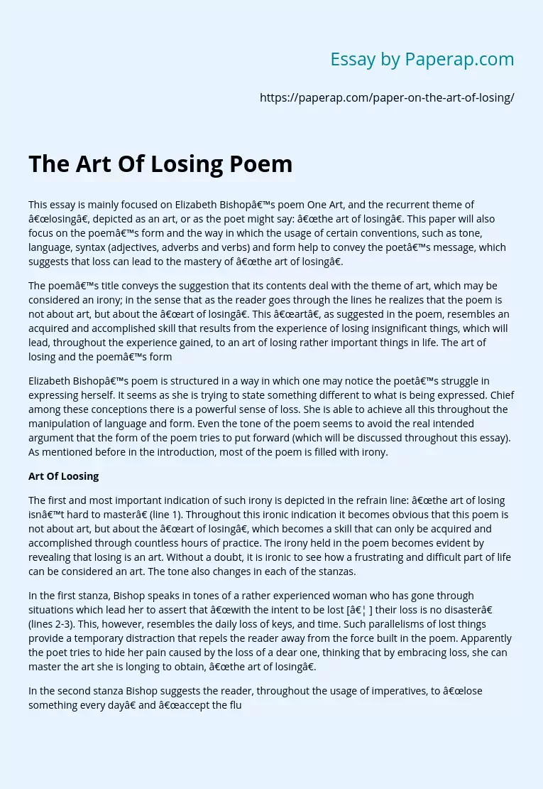 The Art Of Losing Poem