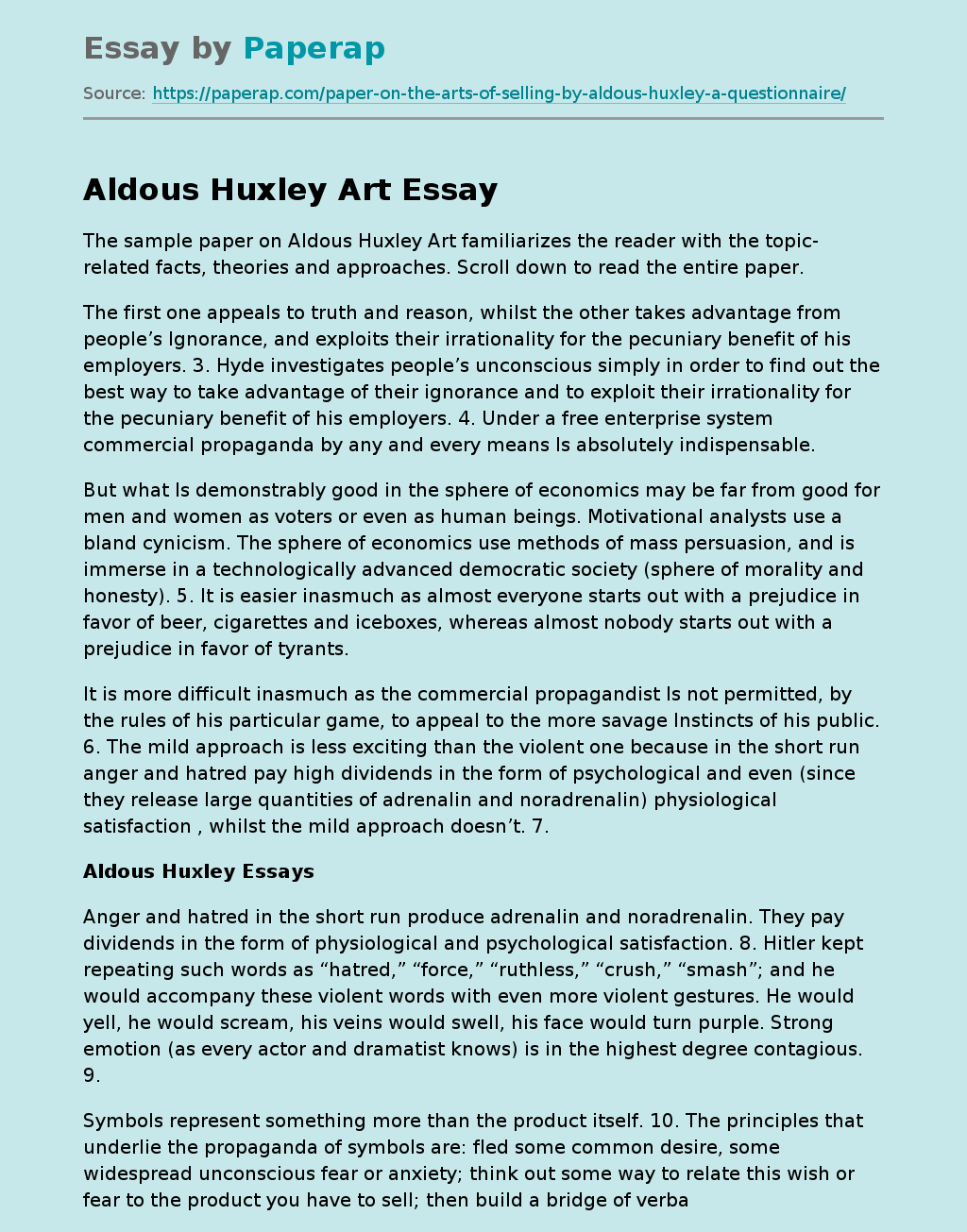 Aldous Huxley Art