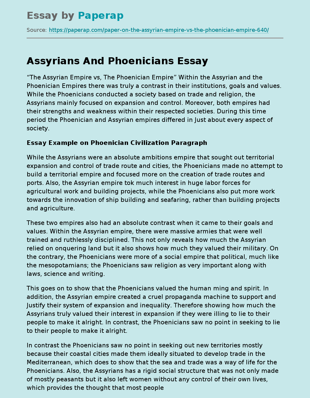 Assyrians And Phoenicians