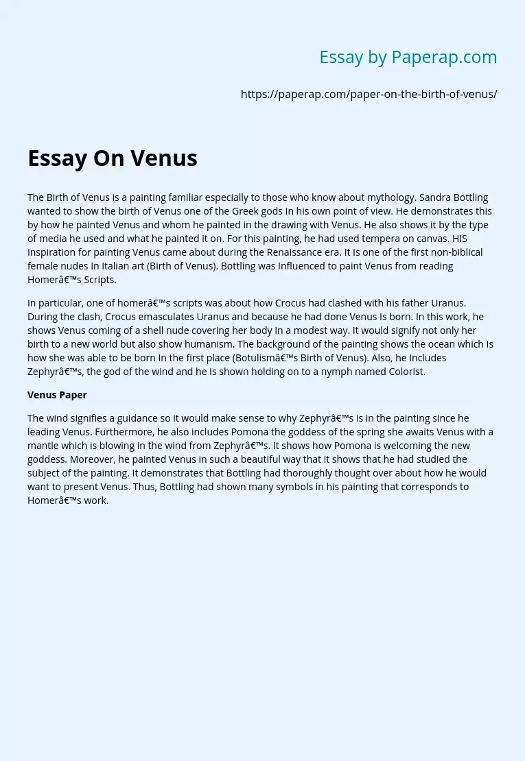 Essay On Venus