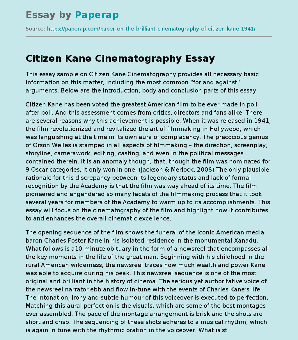 Citizen Kane Cinematography