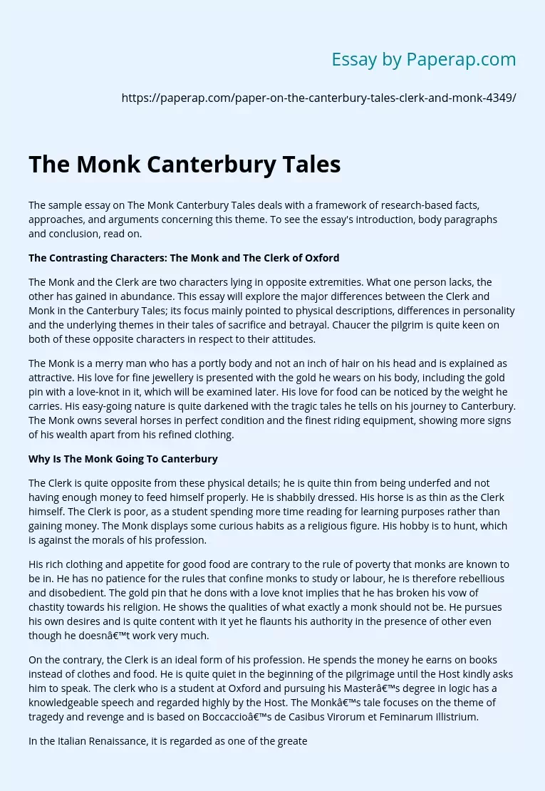 The Monk Canterbury Tales