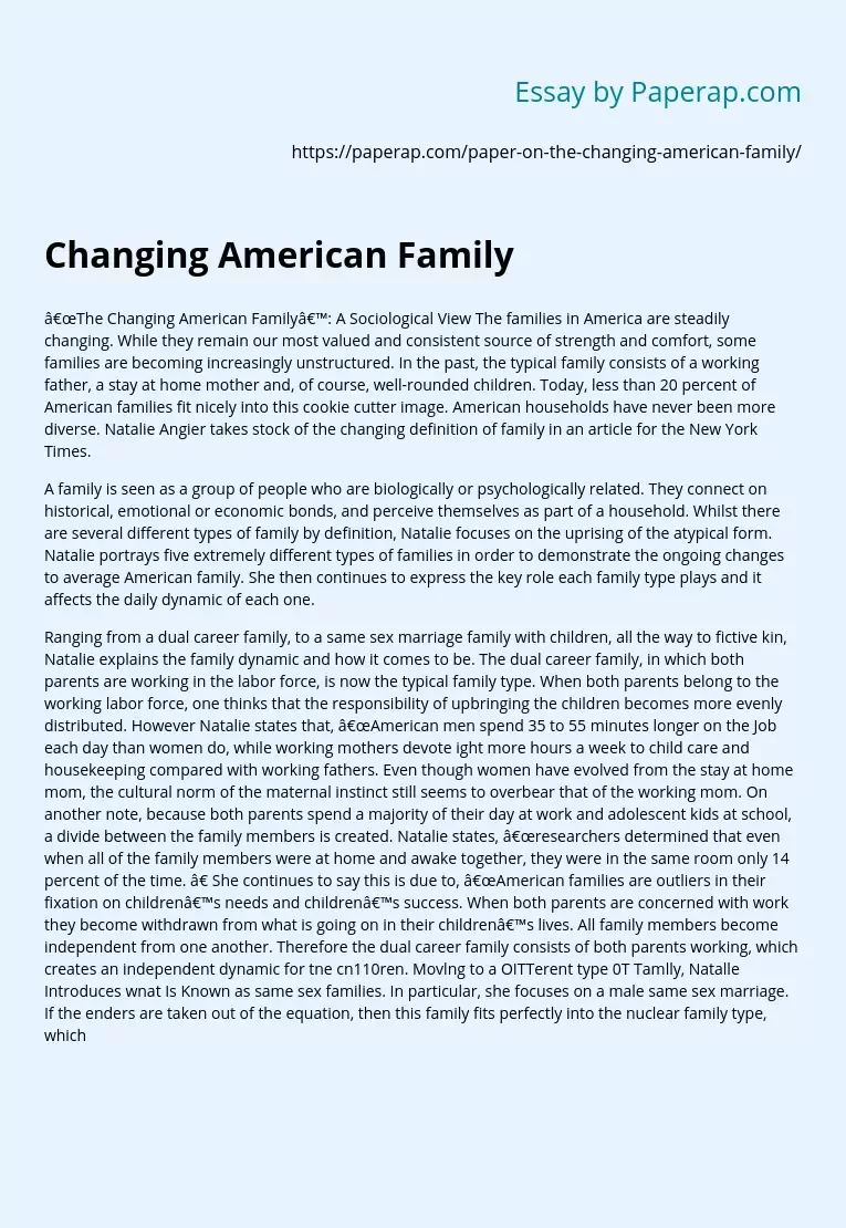 Changing American Family