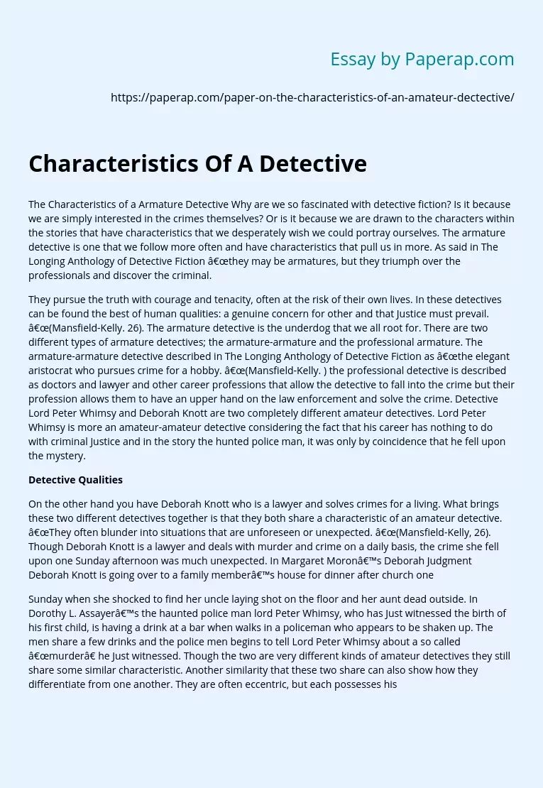 Characteristics Of A Detective