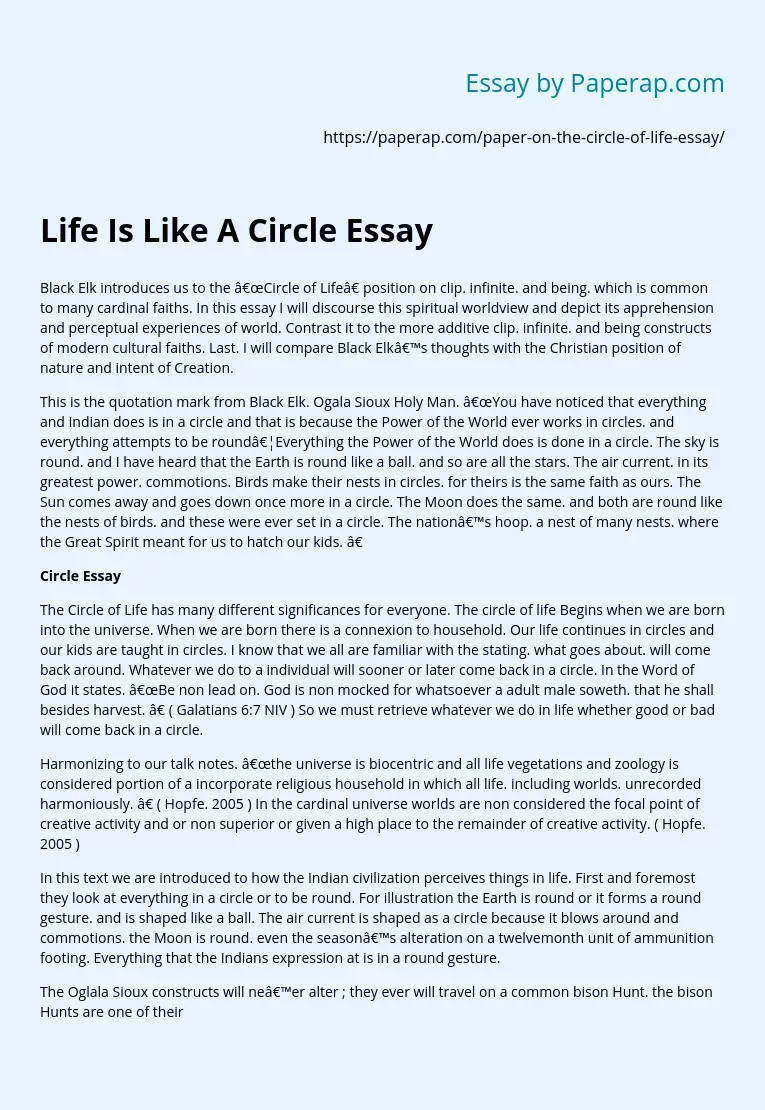 Life Is Like A Circle Essay